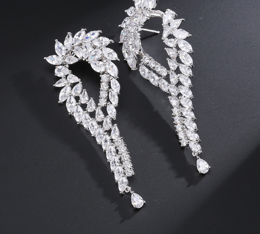 RAKOL New Fashion Leaf Earrings Inlaid with AAA Zircon Integrity Hot Sale Explosion