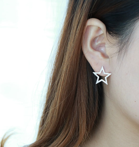 S925 Sterling Silver Five-Pointed Star Stud Earrings