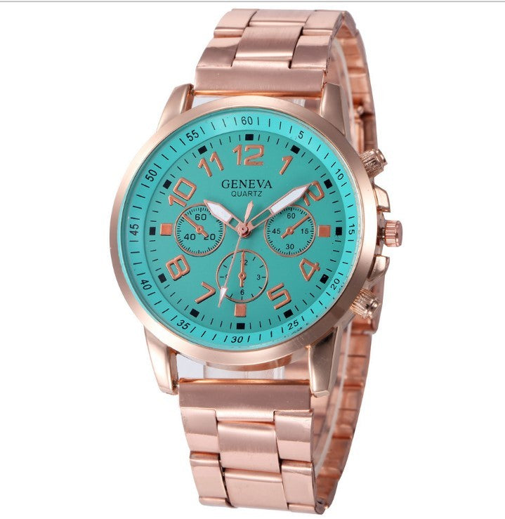 Girl Unisex Rose Gold Stainless Steel Casual Sports Quartz Wristwatch Relojes mujer