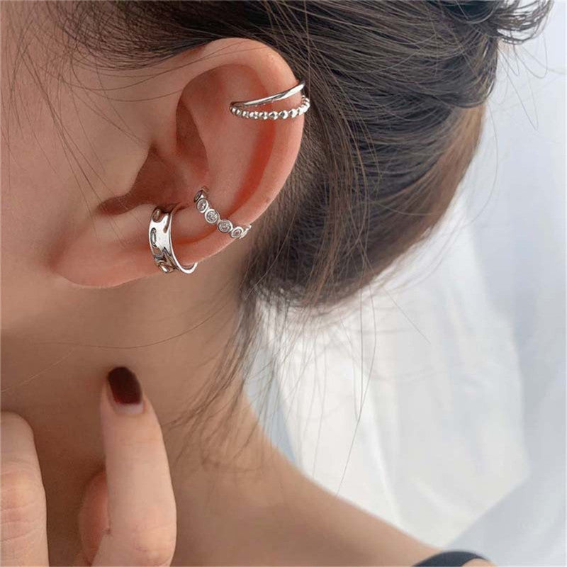 Explosion Style Tassel C-shaped Copper Zircon Ear Bone Clip 4 Pcs Butterfly