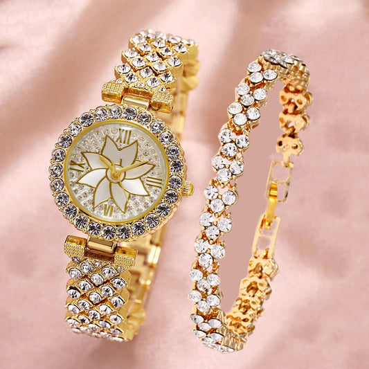 Fashion Temperament Diamond Starry Bracelet Watch Lady Creative Gift Set