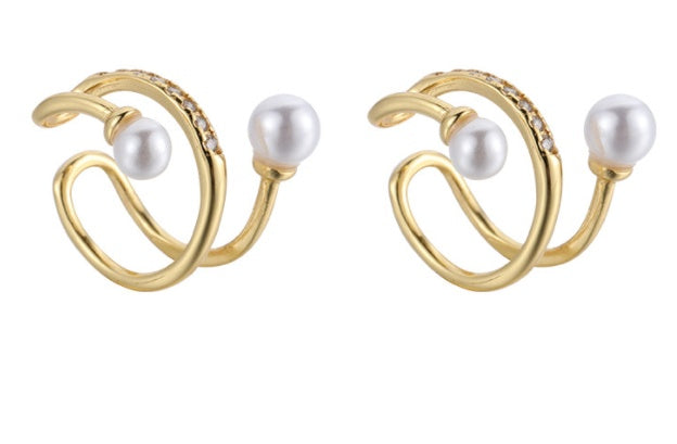 Niche Women's Pearl Ear Clips Without Pierced Ears