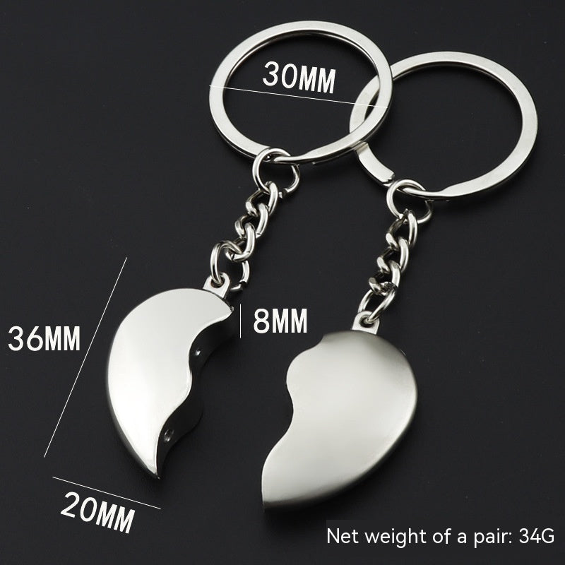 Creative Black And White Heart-shaped Keychain Stitching