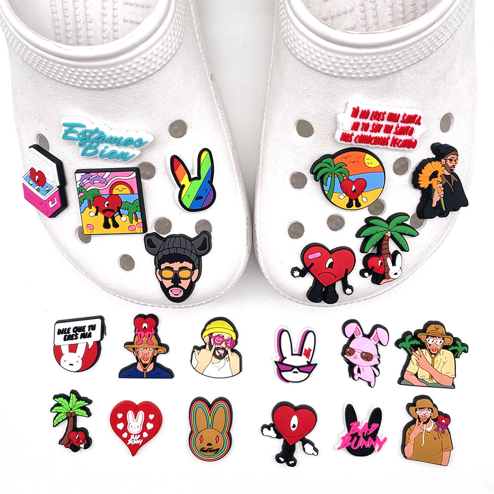 Cartoon Bad Bunny Pattern Hole Shoe Flower Accessories