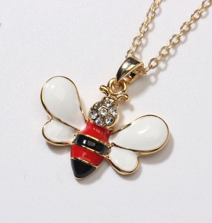 Cute Drop Oil Studded Bee Pendant