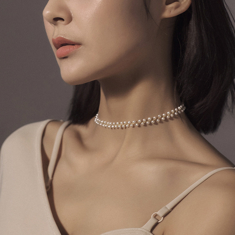 Layered Freshwater Pearl Choker Necklace