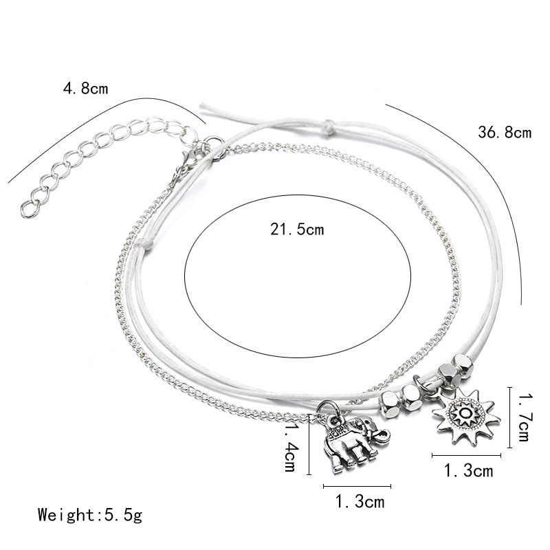 Sun Elephant Pendant Women's Anklet