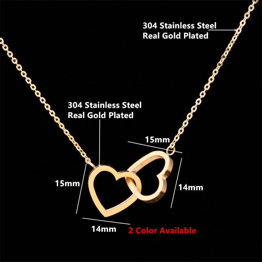 Double Heart Pendant Necklace