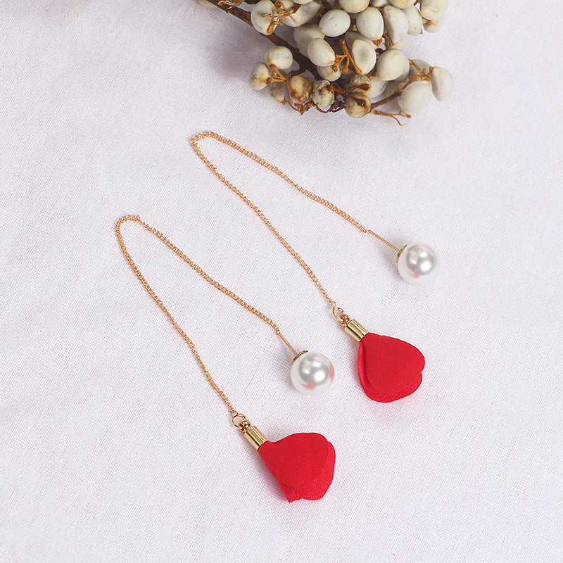 Female tassel earrings pearl earrings