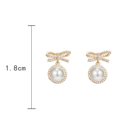 Bow Pearl Simple Micro Stud Earrings