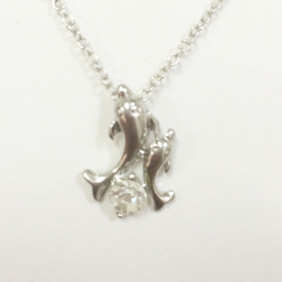 Silver Plated Double Dolphin Rhinestone Necklace