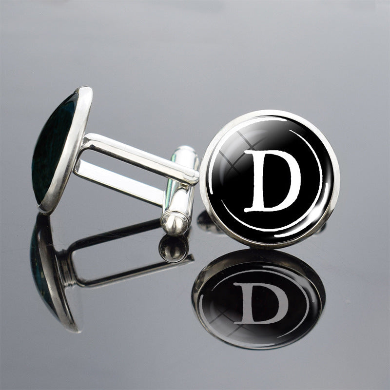 Twenty-six English alphabet cufflinks metal