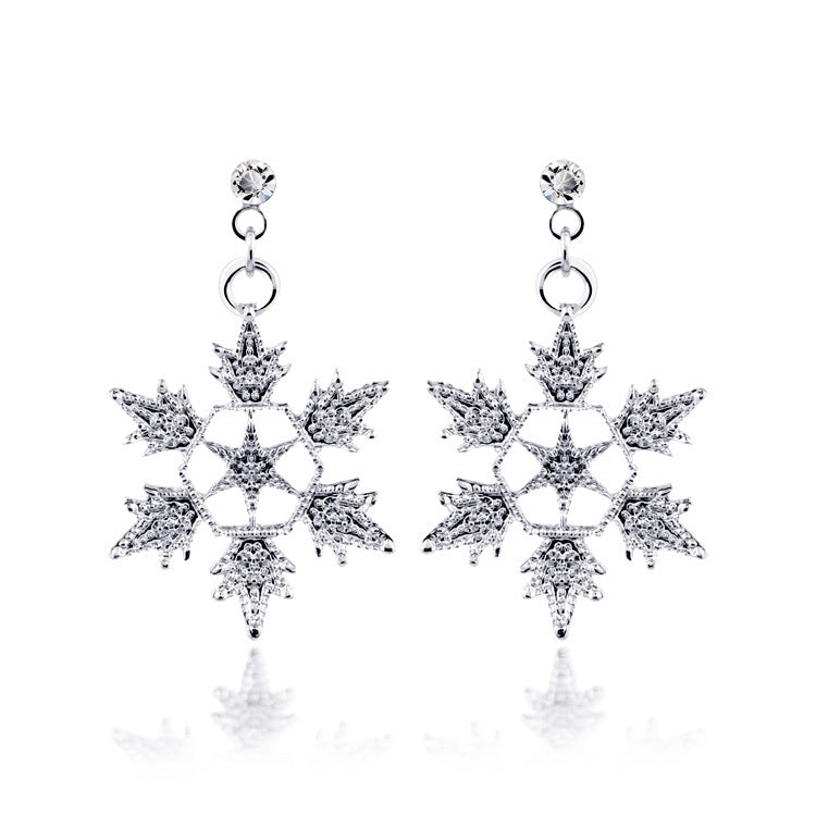 Exquisite Bridal Christmas Snowflake Necklace, Earring Set, Wedding Jewelry, Wedding Dress, Jewelry 4590