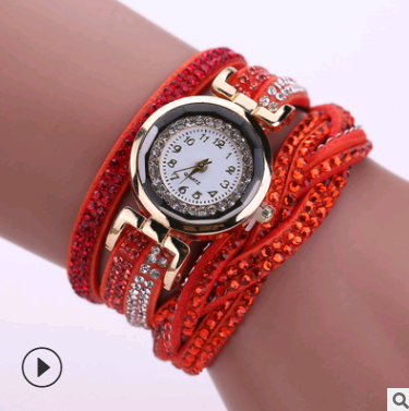 Fashion watch ladies fashion watch, diamond twisted pu belt winding fashion watch