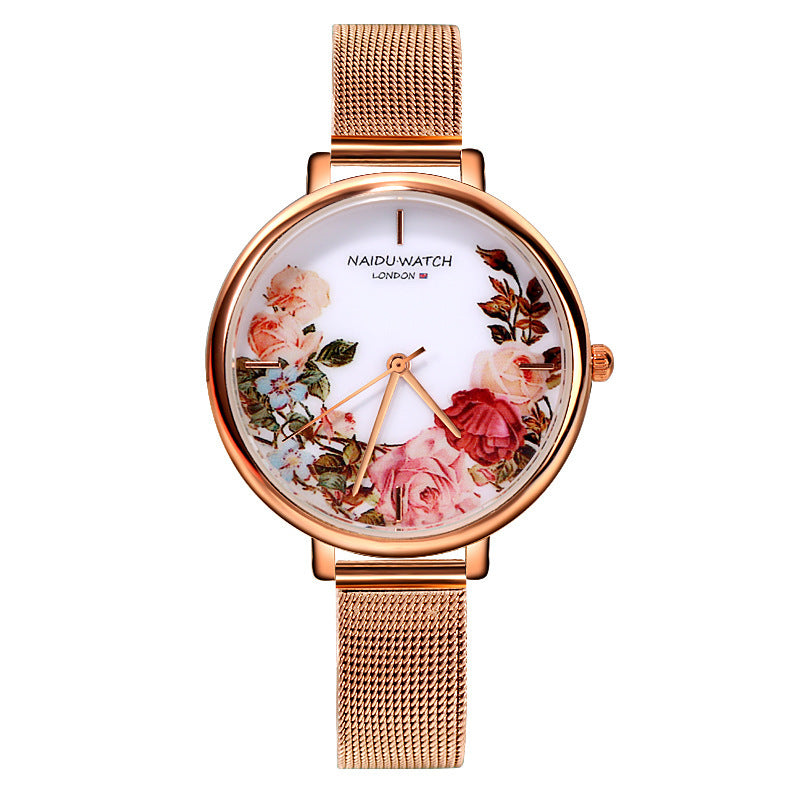 All-match creative big dial flower ladies watch