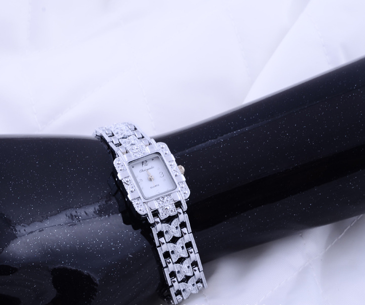 Roman style watch square diamond-studded steel watch 68 movement watch