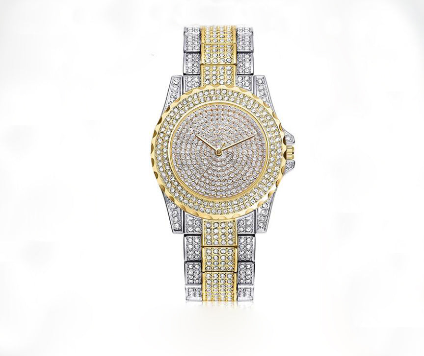 Fashion Bling Casual Ladies Female Quartz Gold Watch Crystal Diamond