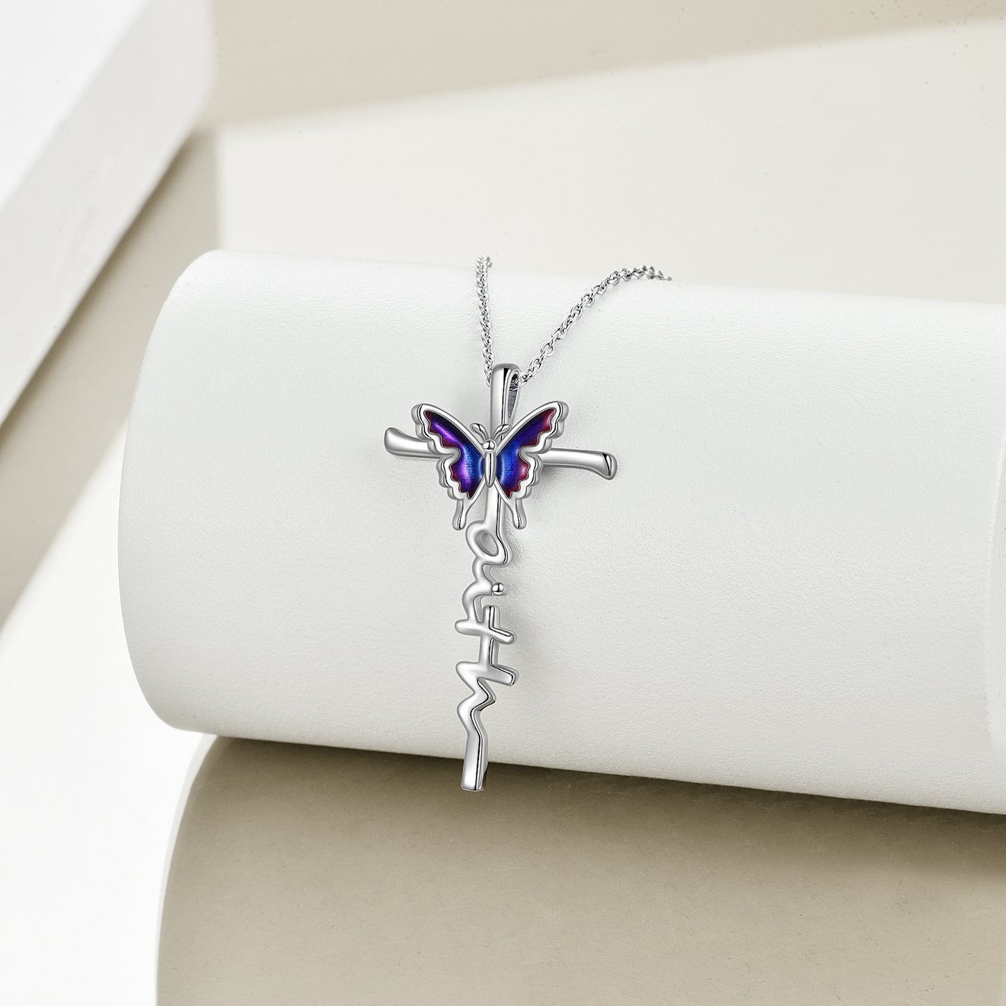 Butterfly Cross Pendant Necklace