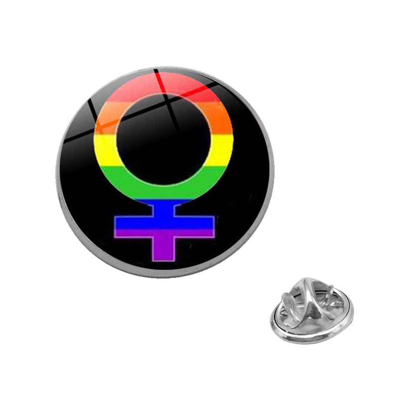 LGBT Pride Rainbow Glass Brooches Pins Lesbians Gays Bisexuals Transgender Round Badge Lapel Pin Jewelry