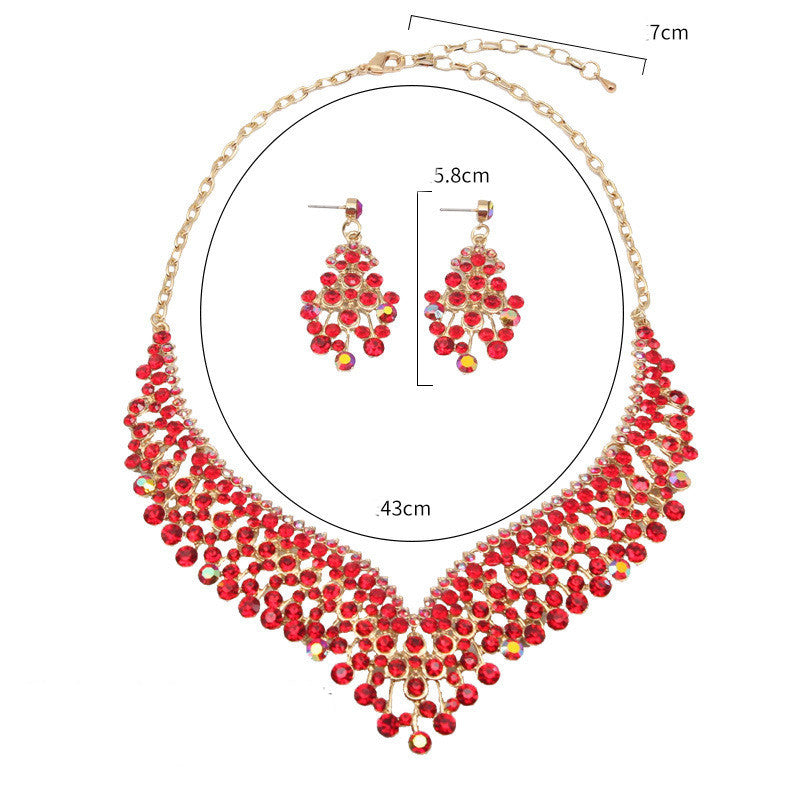 Creative Crystal Collarbone Necklace Earring Set