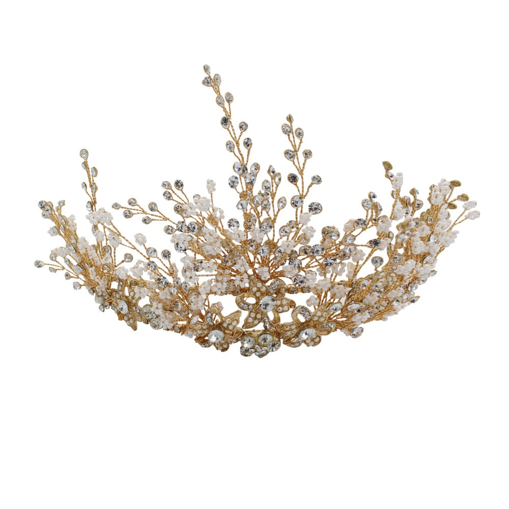 Multi-layer Rice Beads Rhinestone Bridal Headwear