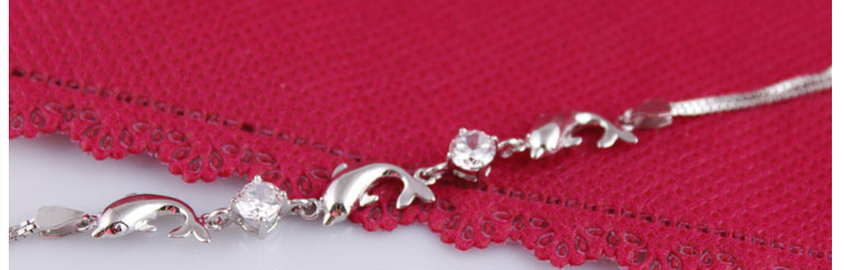 925 Sterling Silver Bracelet Wholesale, Dolphin Amethyst Bracelet, Women's Short Silver Jewelry