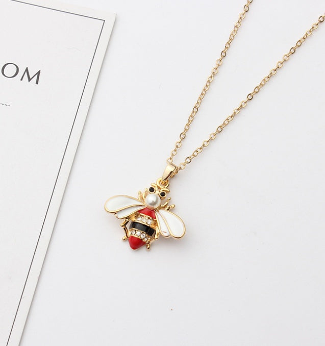 Cute Drop Oil Studded Bee Pendant