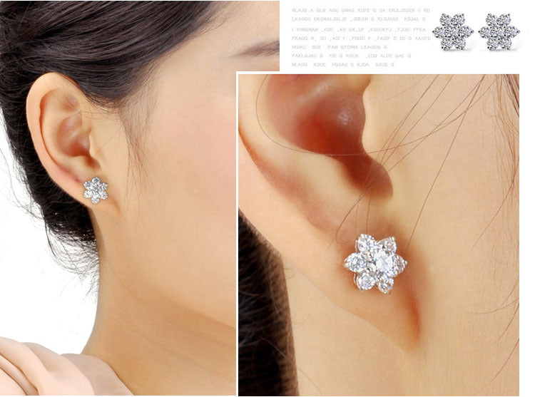 Full diamond snowflake stud earrings