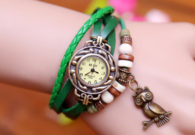 New bracelet bracelet owl female style back Rome fashion punk tide Korean female student Watch