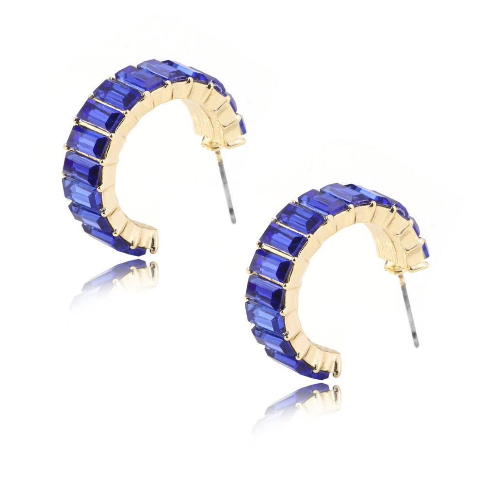 Multicolor C-Shape Gold Plated Earrings