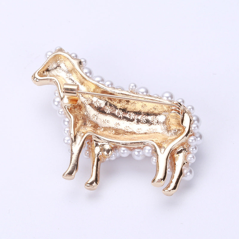 Wuli&baby 2-color Pearl Sheep Brooches For Women Unisex Lovely Animal Party Casual Brooch Pins Gifts