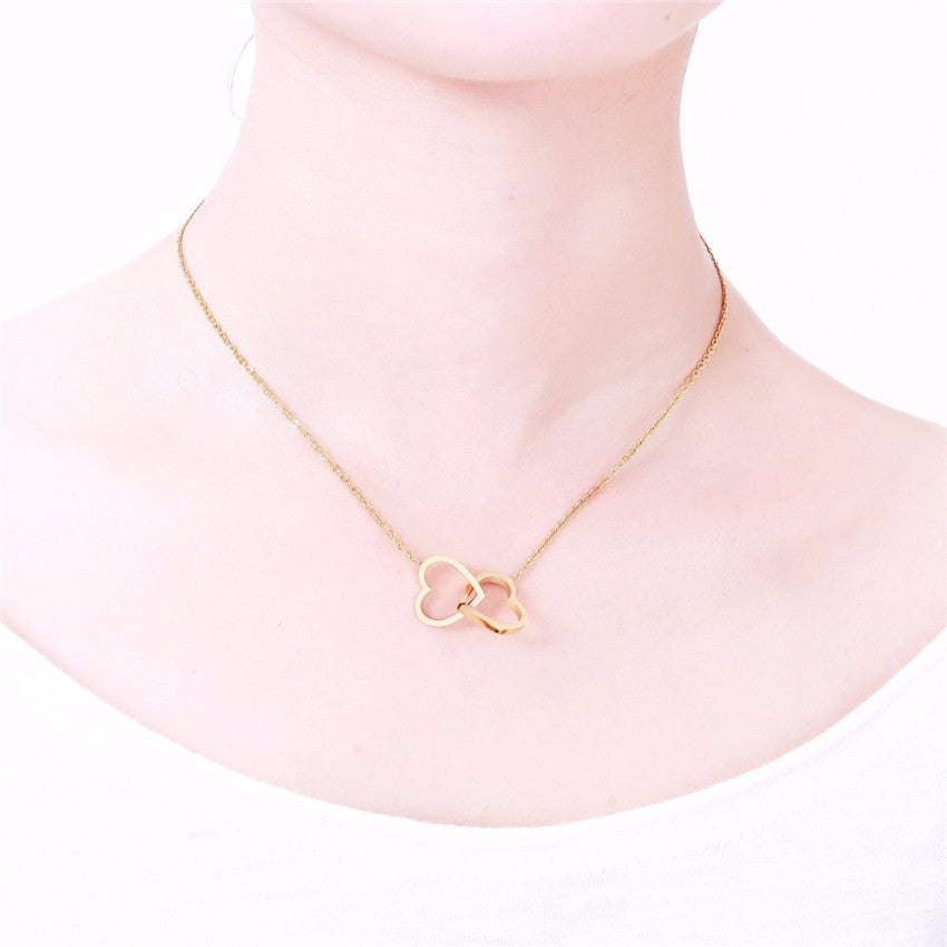 Double Heart Pendant Necklace