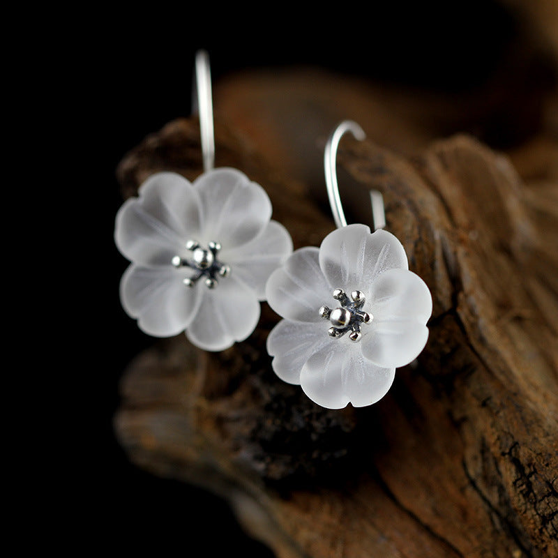 Handcrafted Sterling Silver Crystal Flower Earrings
