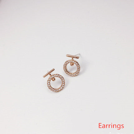 Rose Gold Ring Earrings Female Temperament Goddess Fan Korea Delicate Small Earrings Pure Silver Jane About New Earrings