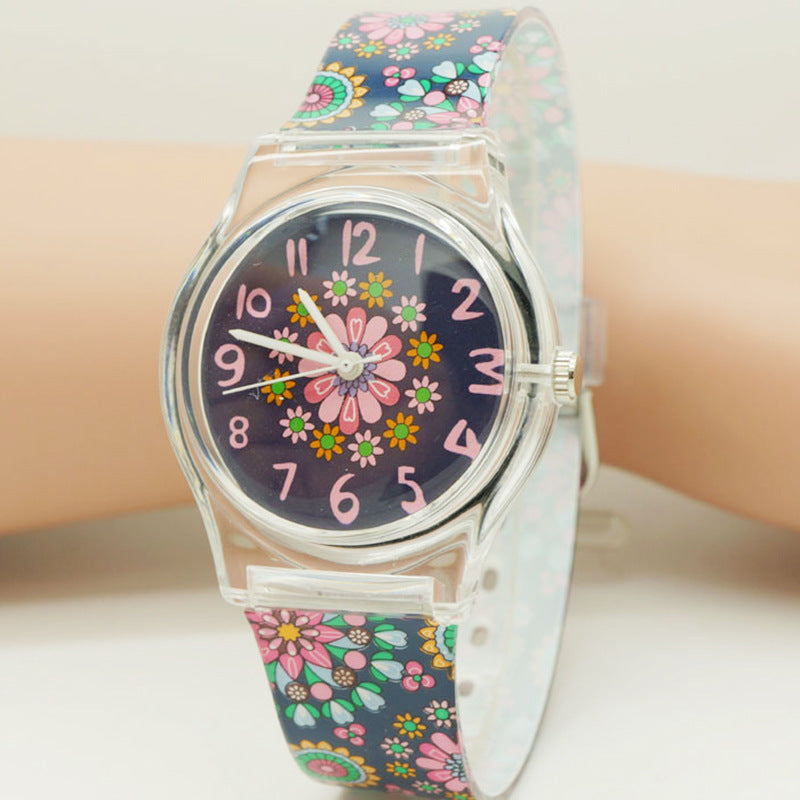 Floral quartz watch