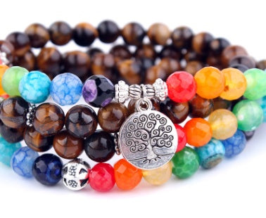 Natural Stone Bead Mala Bracelet