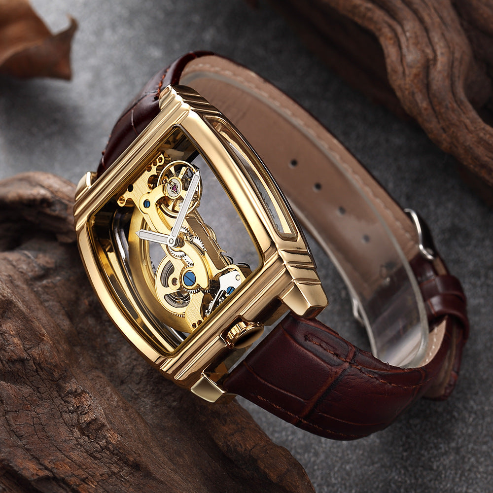 SHENHUA barrel-shaped double-sided hollow automatic mechanical watch