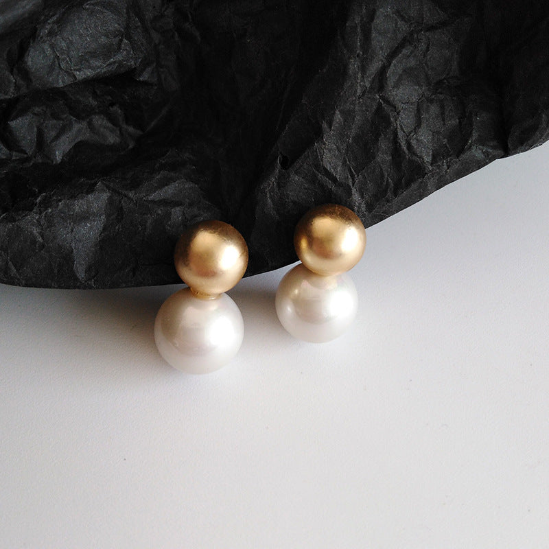 Female Silver Pearl Stud Earrings