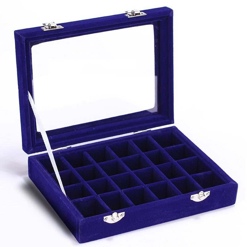 Suede 24 grid jewelry display box jewelry box
