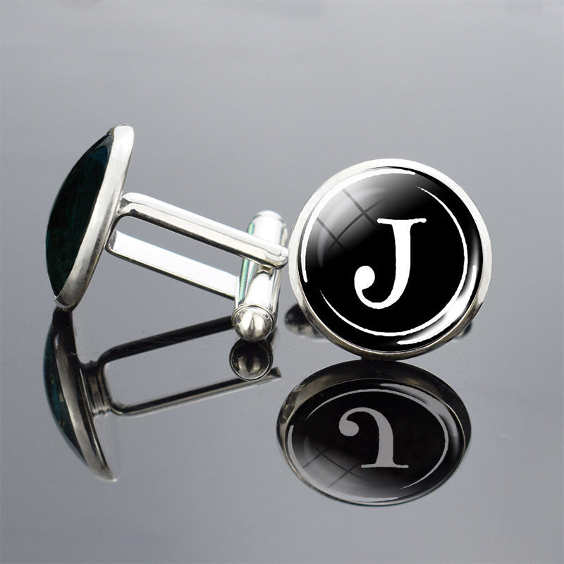 Twenty-six English alphabet cufflinks metal