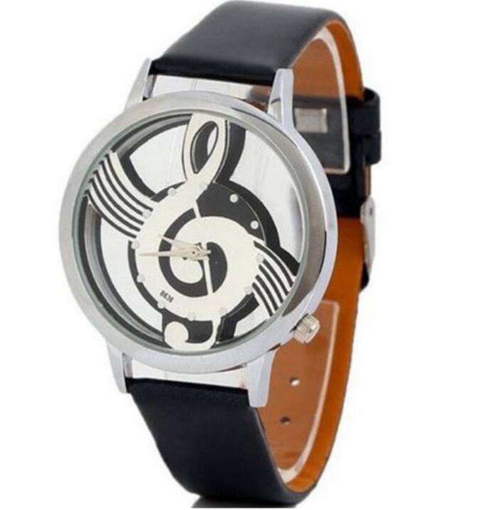 Hollow Musical Note Leather Wrist Watch