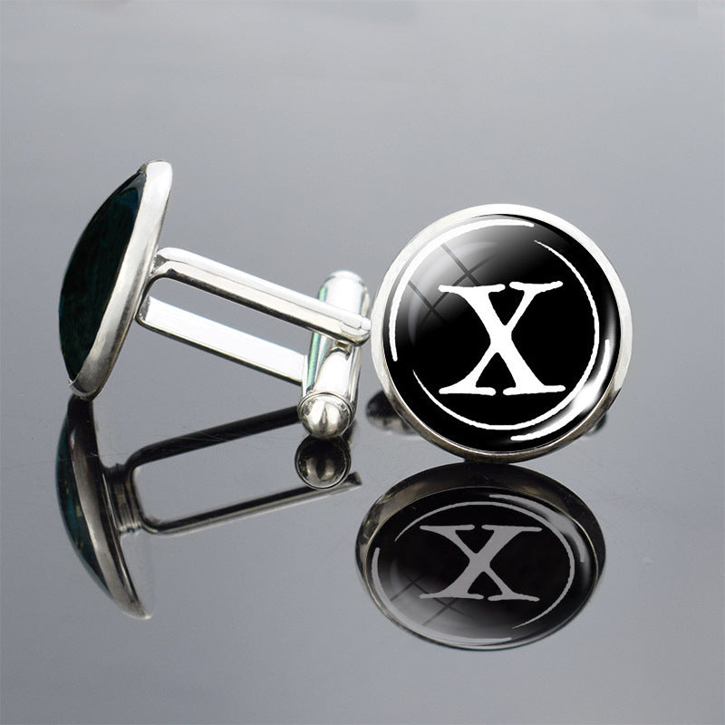 Letter Cufflinks Metal Time Gem French Shirt Ornament