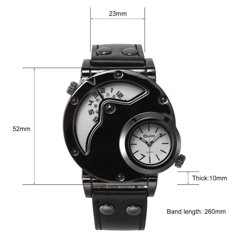 OULM dual time zone quartz watch