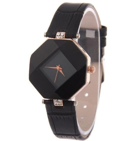 Diamond Shape Cut Dial Plate Fashion Watch