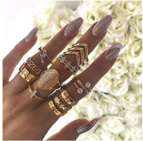 Gold Boho & Vintage Stackable Ring Set