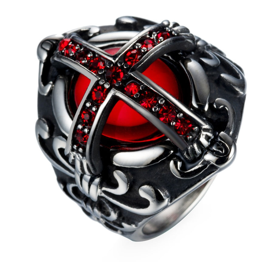 Cross red diamond ring