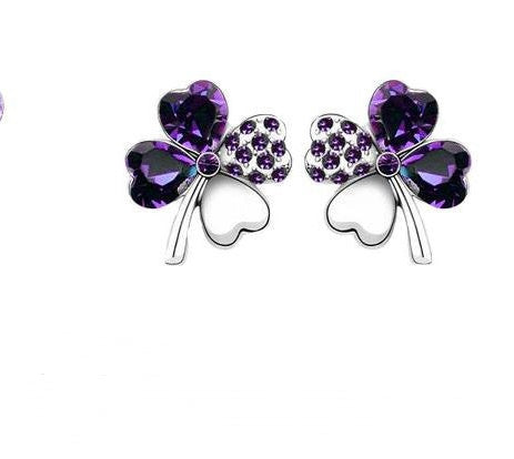 Four-leaf clover crystal full earring earrings