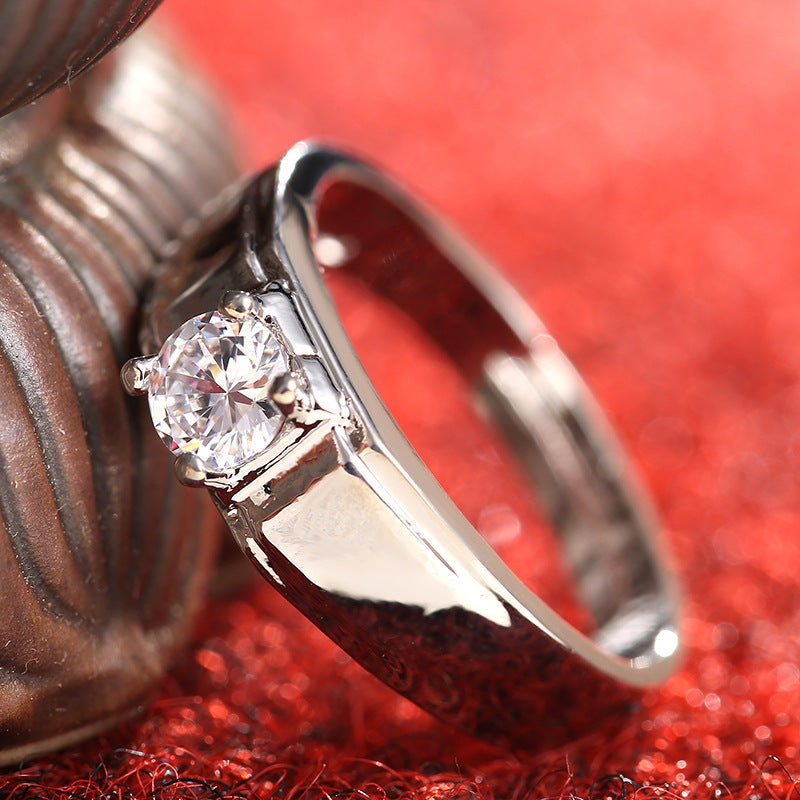 Six-Claw Simulated Diamond Couple Rings