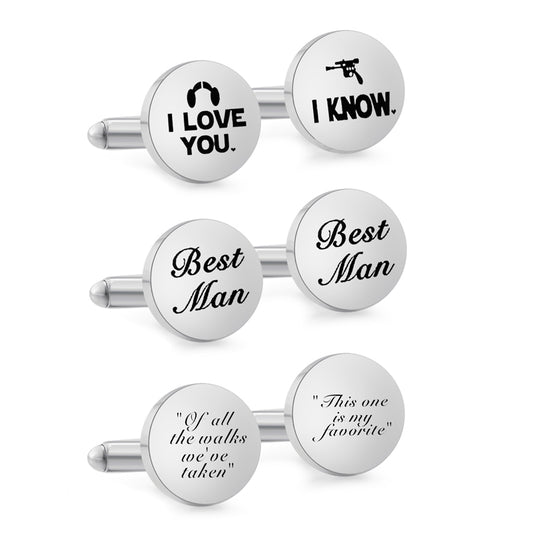 High Quality Custom Name Date Stainless Steel Cufflinks Personalized Metal Cuff Links For Men Wedding Jewelry