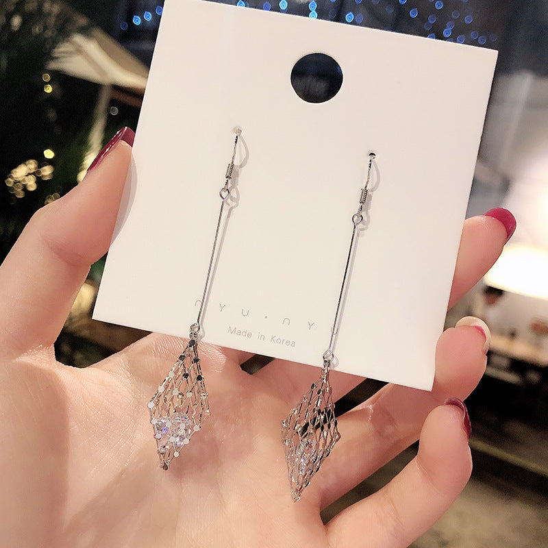 Long Chain Hanging Earrings For Women Crystal Big Dangle Earring